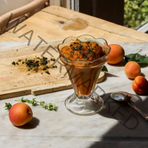 Apricot, Wildflower Honey, and Lemon Granita with Basil