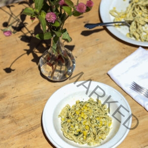 Fettuccine, Corn, and Dill with Ricotta