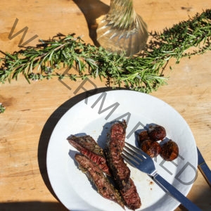 Grilled Rosemary, Thyme, Garlic, and Honey Flank Steak with Figs