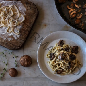 Fettuccine with Cremini Mushrooms, Rosemary, Sage, and Thyme