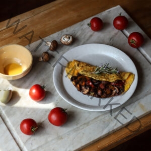 Mushroom, Tomato, and Rosemary Omelet