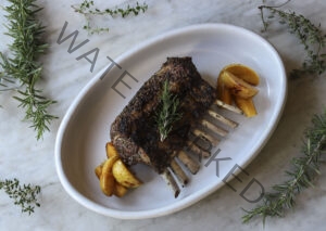 Brown Fennel Seed, Rosemary and Thyme Lamb with Sage Honey Sauteed Apples