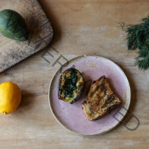 Charred Avocado with Dill and Toast with Meyer Lemon, Olive Oil, and Sea Salt