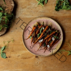 Carrots with Pea Tendrils and a Goat's Milk Cheese